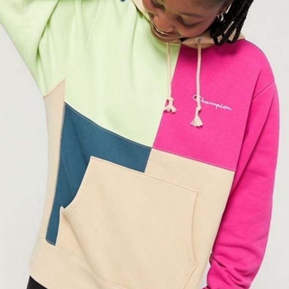 NWT CHAMPION reverse weave colorblock hoodie size M/L - Picture 2 of 9